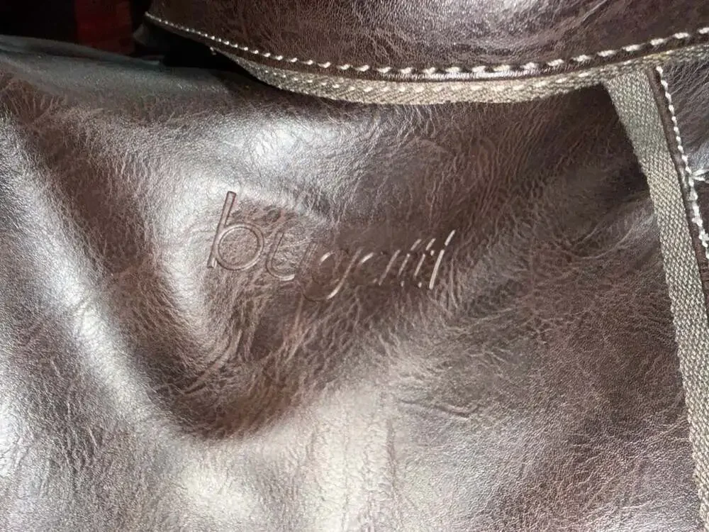 Bugatti Faux Leather Weekender Duffle Bag with Orange Lining